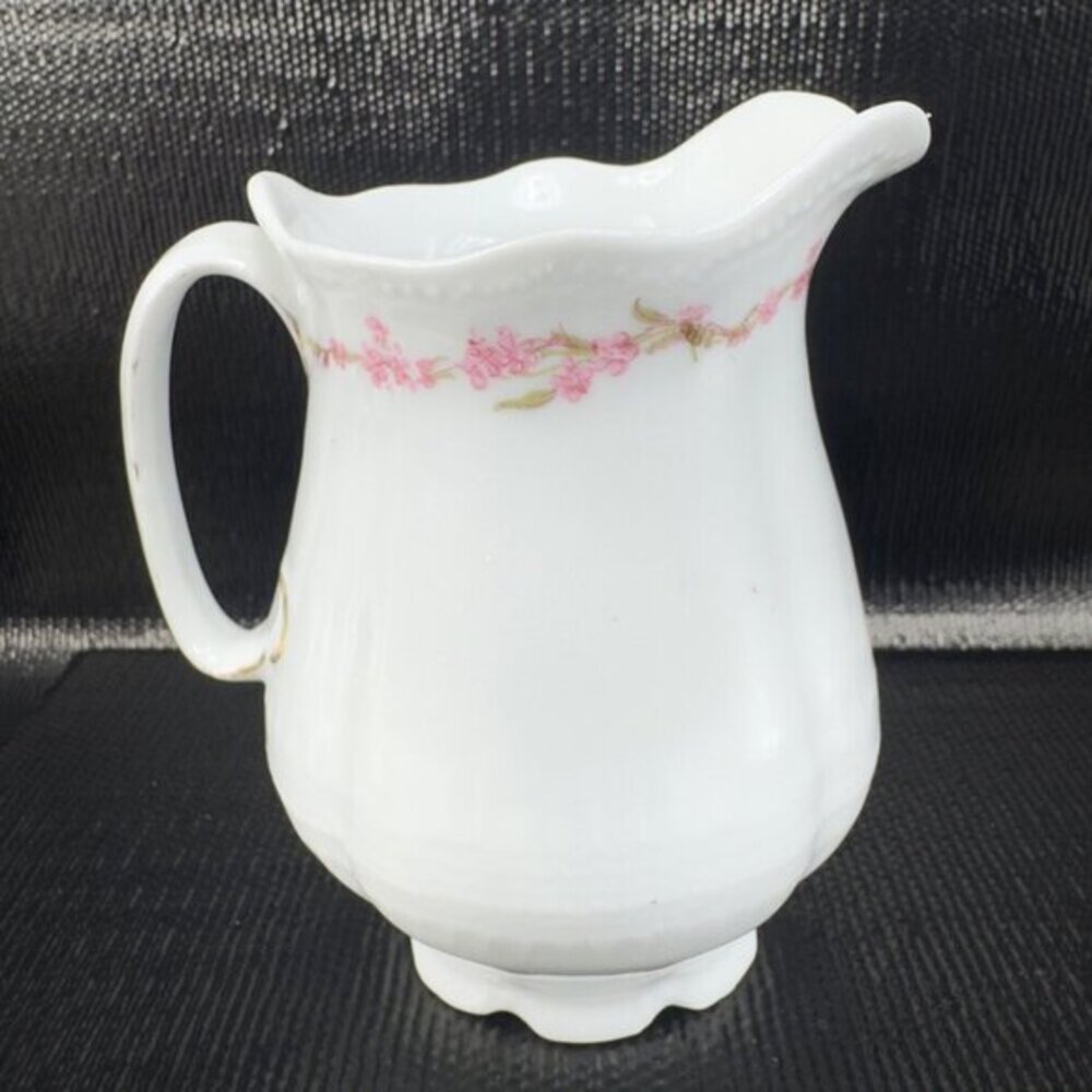 Antique Victoria Austria Fine Porcelain Small Pitcher Creamer Floral Pattern VTG